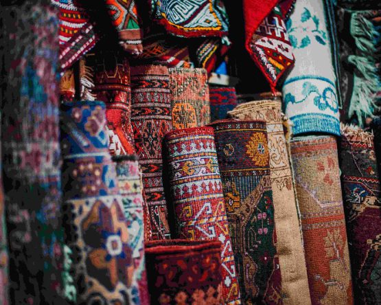Store with colorful traditional carpets